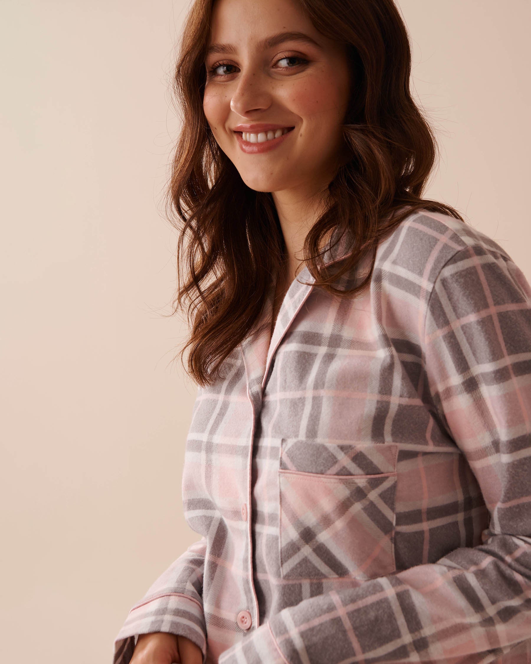 Teddy Bear Print Flannel PJ Set_40400073_P00382_03