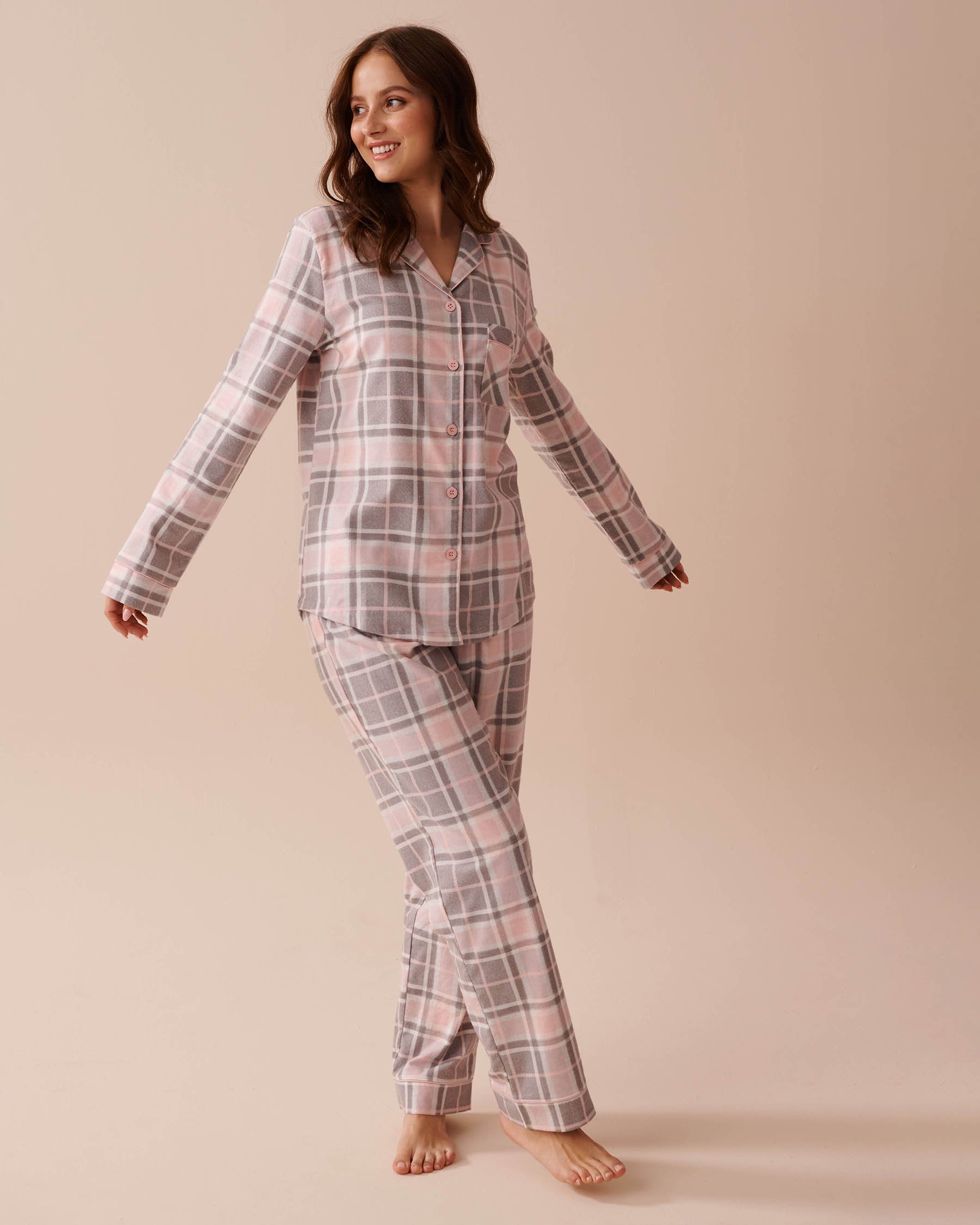 Teddy Bear Print Flannel PJ Set_40400073_P00382_04