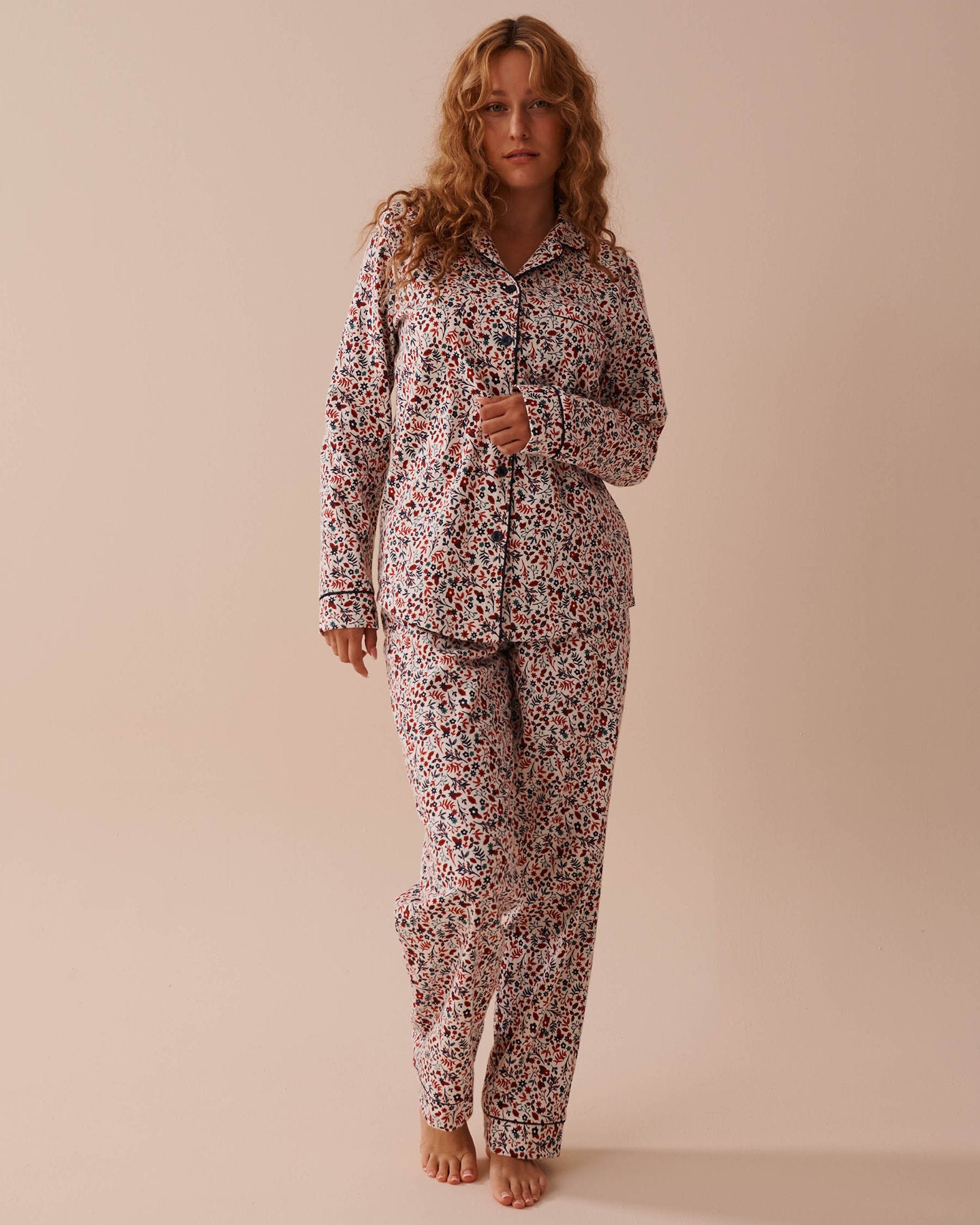 Teddy Bear Print Flannel PJ Set_40400073_P10439_01