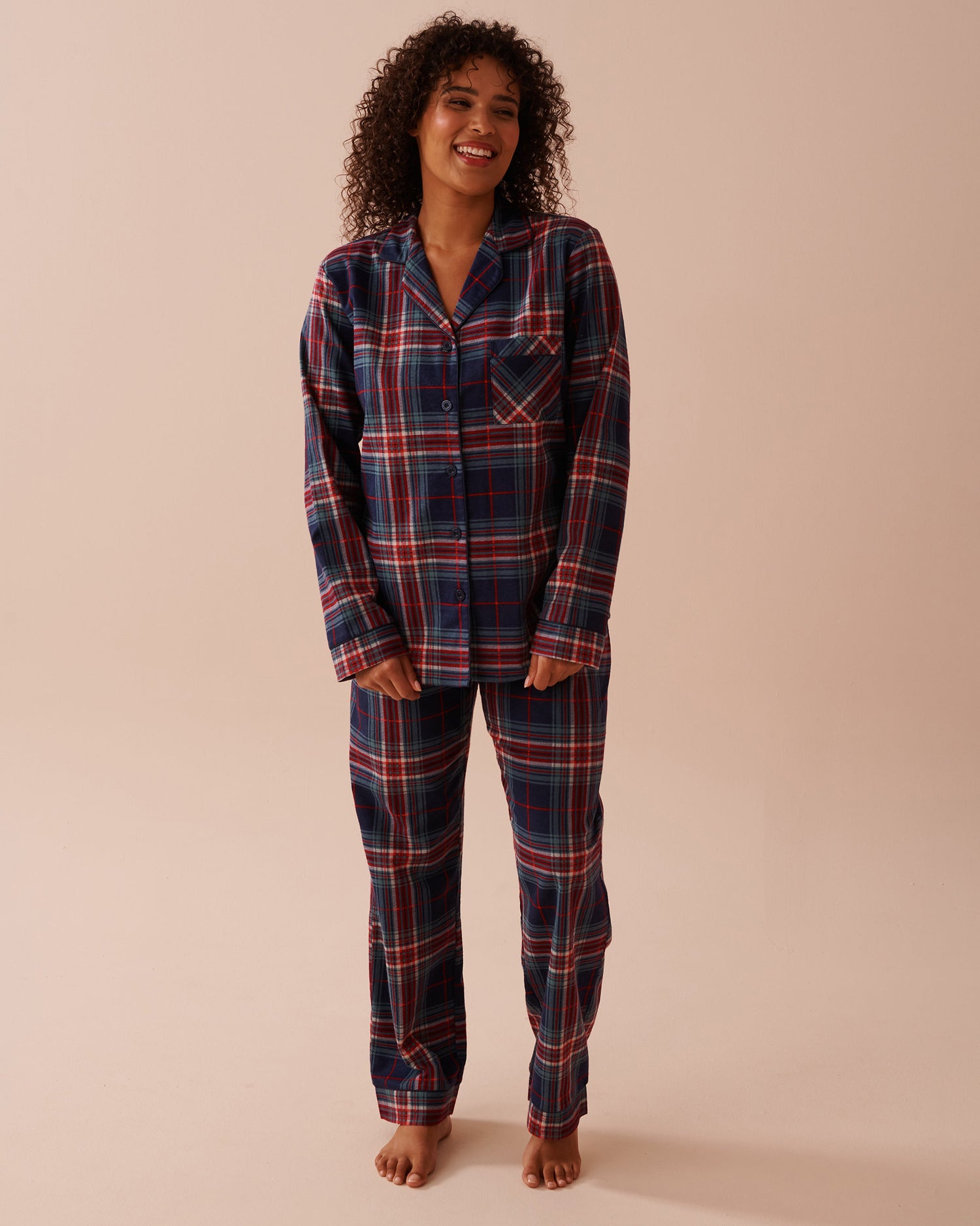 Teddy Bear Print Flannel PJ Set_40400073_P40376_01