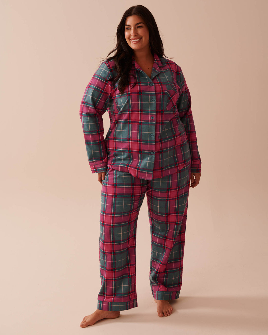 Teddy Bear Print Flannel PJ Set_40400073_P40377_01