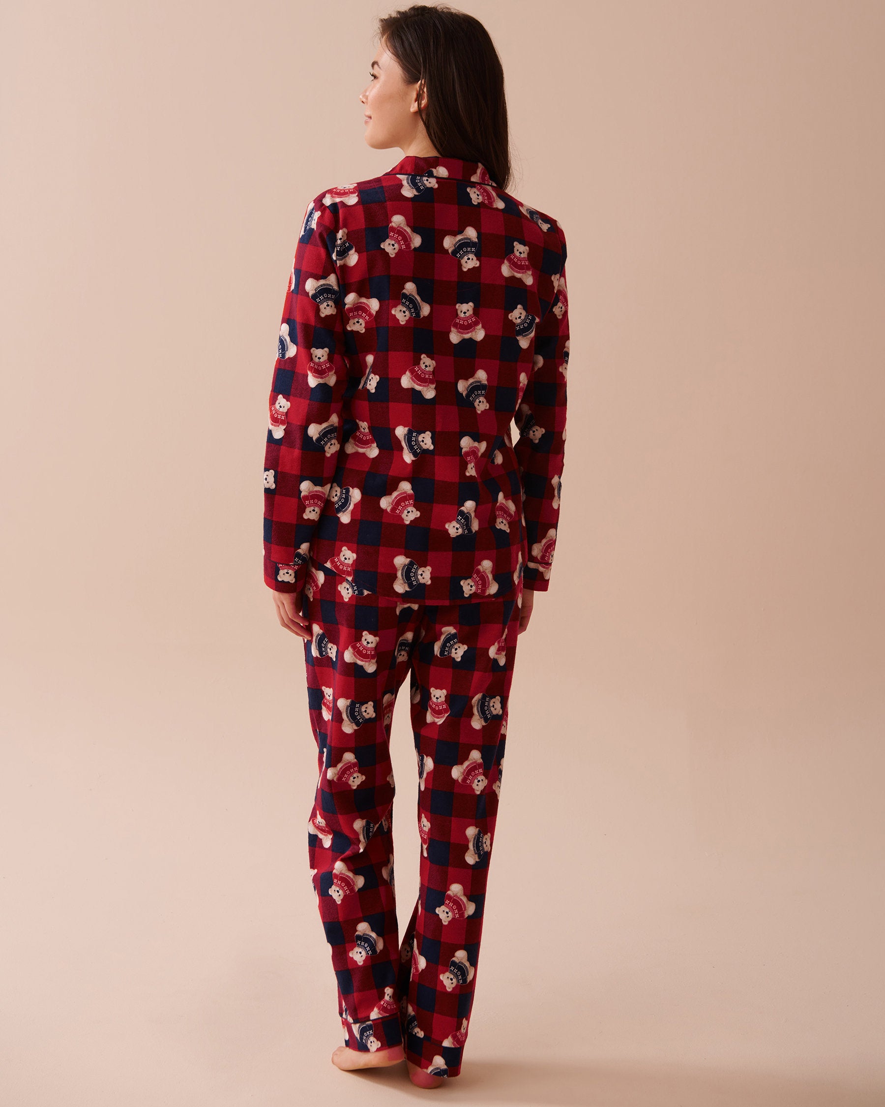 Teddy Bear Print Flannel PJ Set_40400073_P40381_02