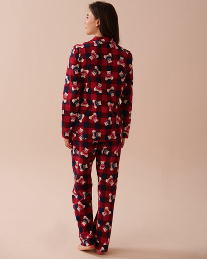 Teddy Bear Print Flannel PJ Set_40400073_P40381_02