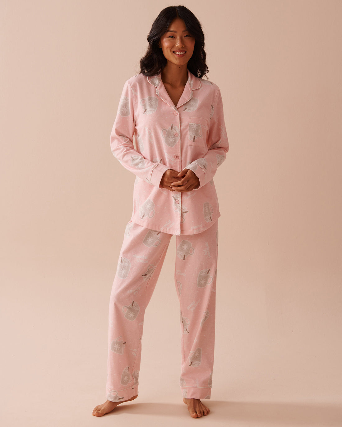 Teddy Bear Print Flannel PJ Set_40400073_P60285_01