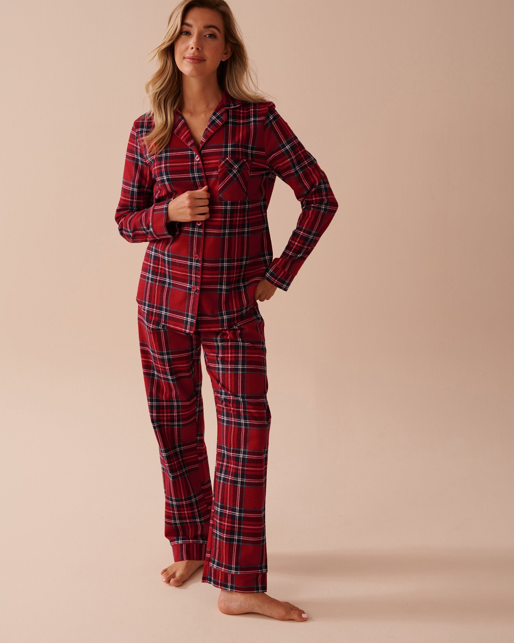 Teddy Bear Print Flannel PJ Set_40400073_P60286_03