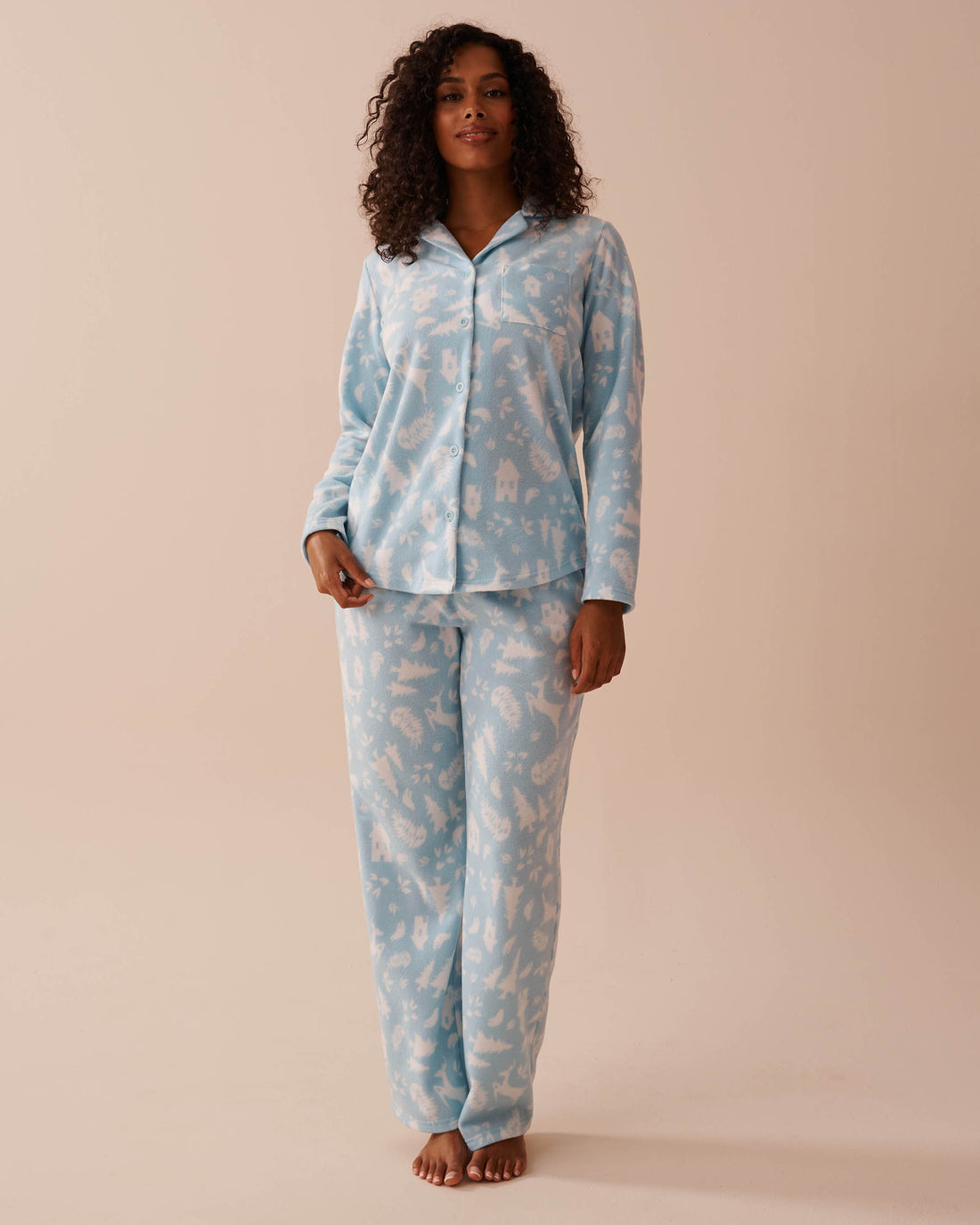 Deer Print Micropolar PJ Set_40400074_P40370_01