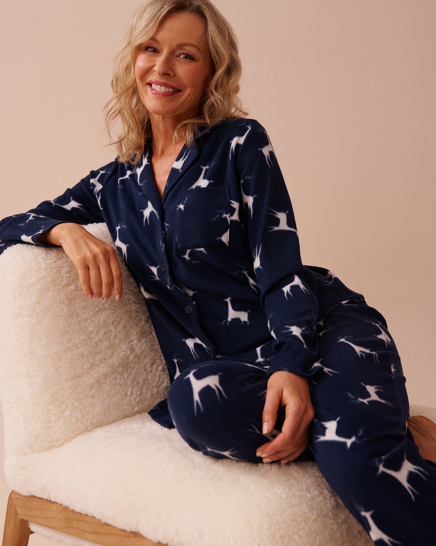 Deer Print Micropolar PJ Set_40400074_P40373_01
