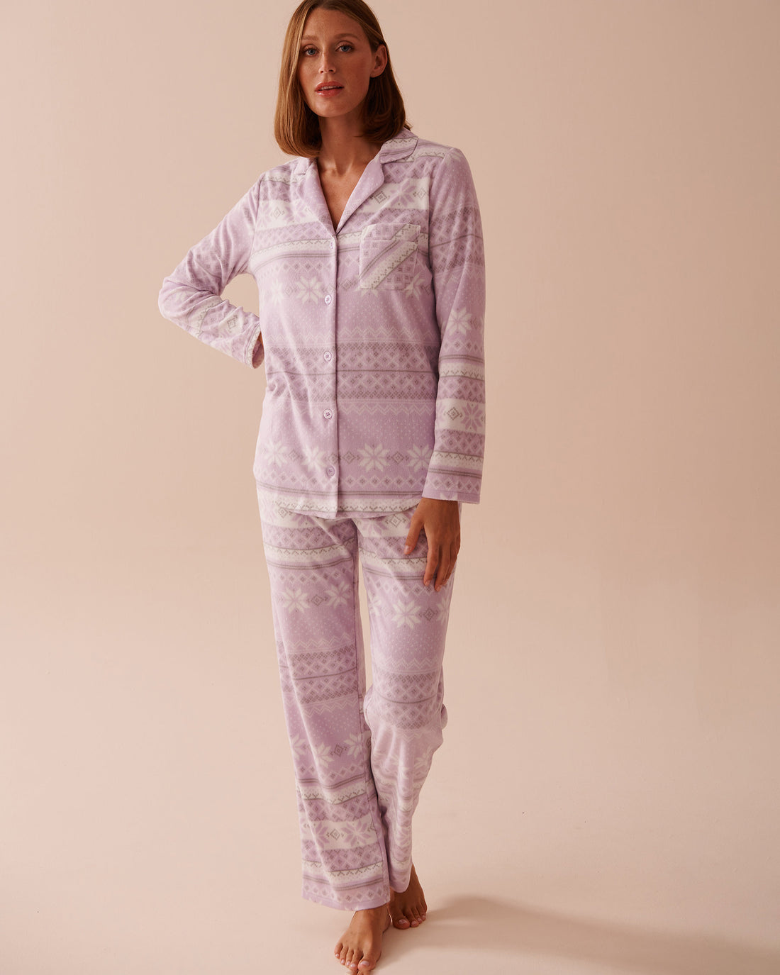 Deer Print Micropolar PJ Set_40400074_P50081_01