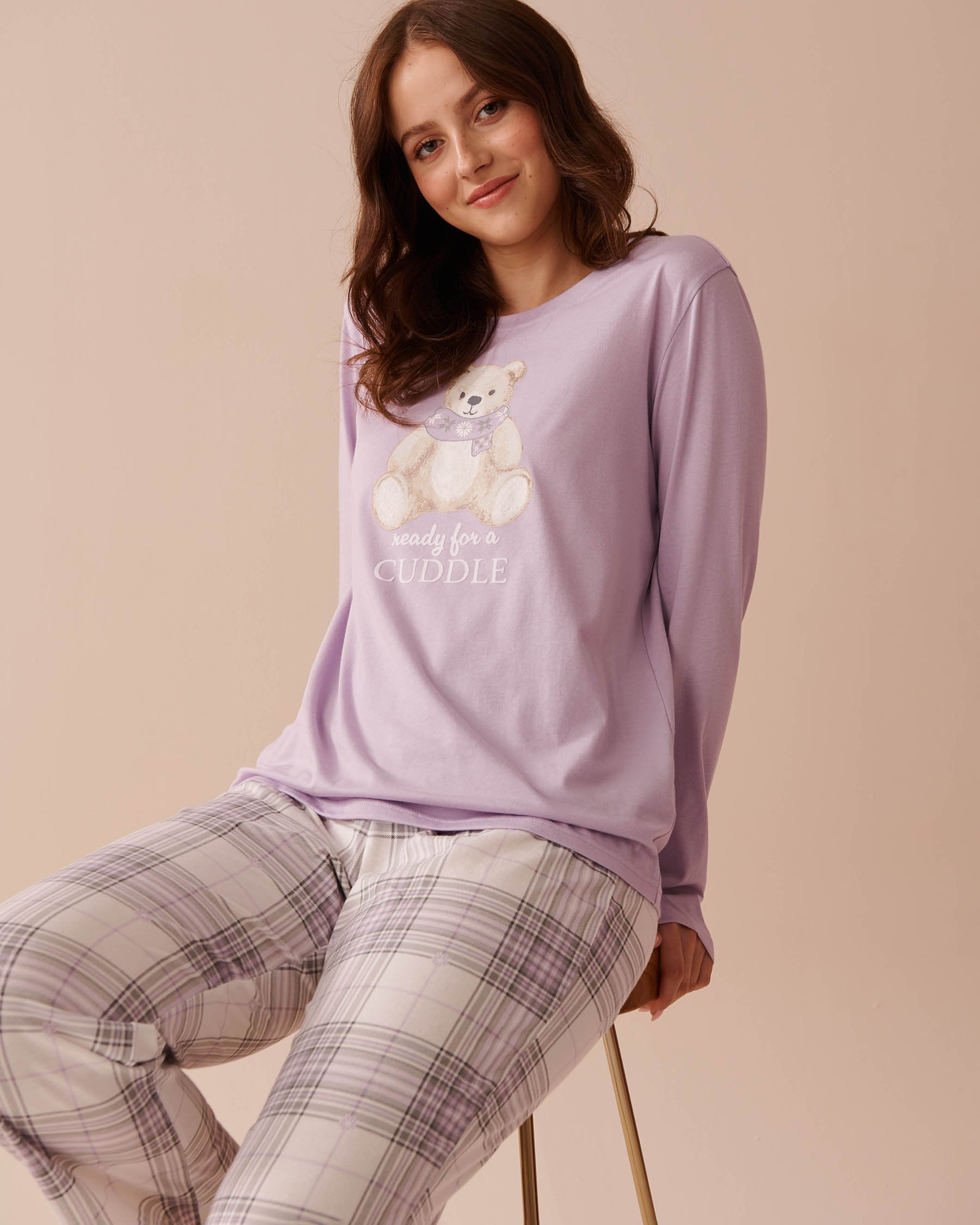 Blue Plaid Cotton PJ Set_40400075_P10442_01