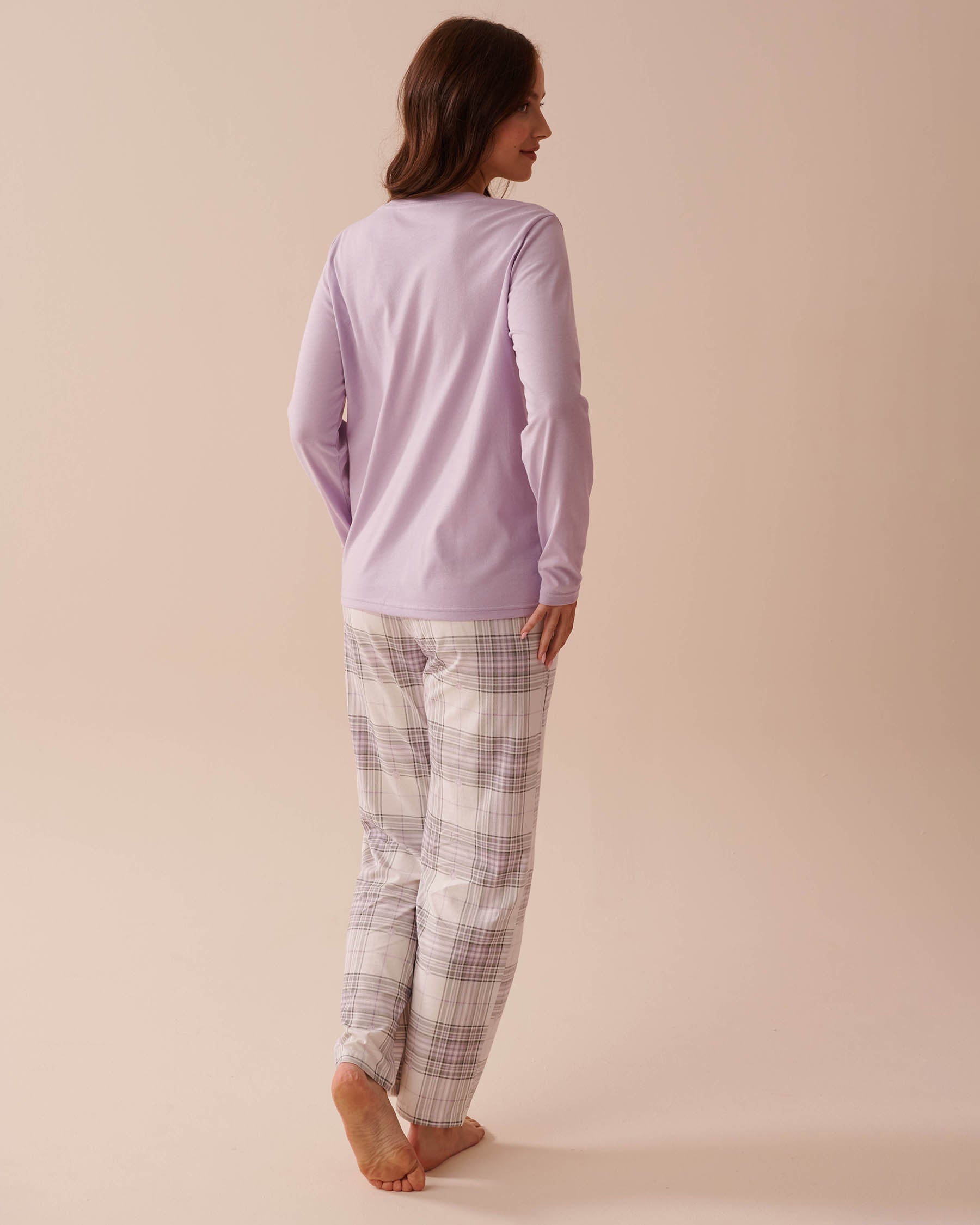 Blue Plaid Cotton PJ Set_40400075_P10442_02