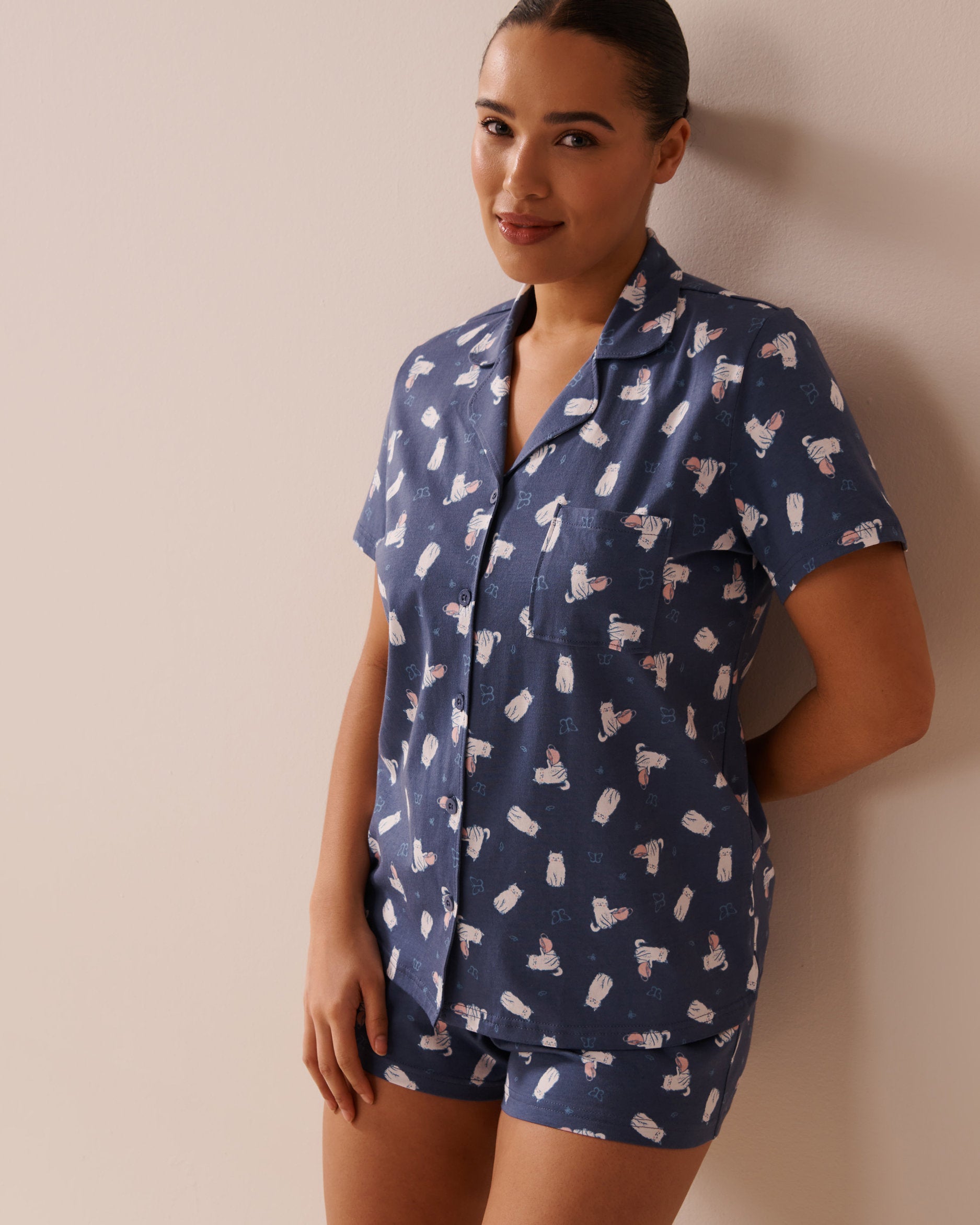 La Vie en Rose_Cat Print Shirt PJ Set_40400081_P40446_01