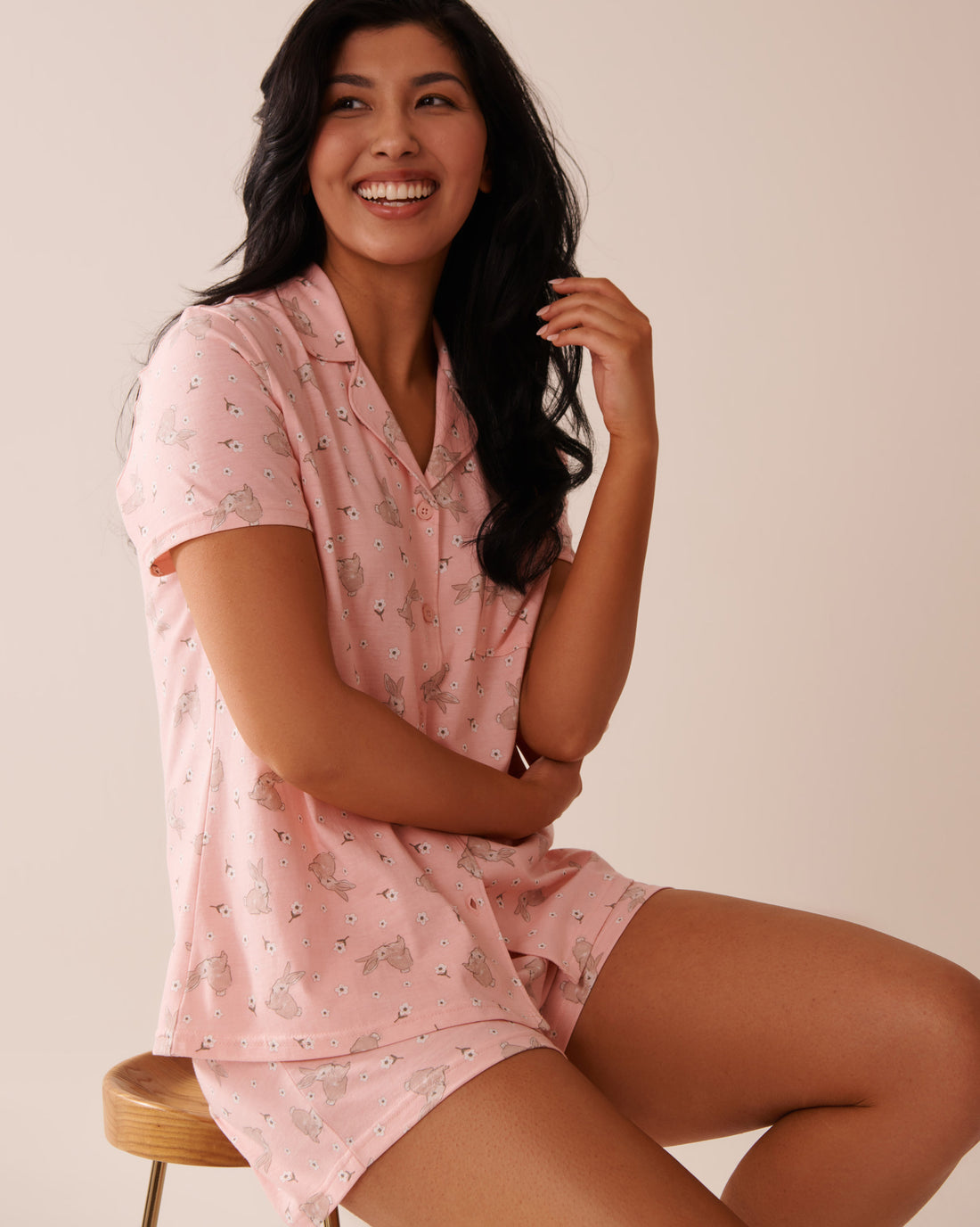 La Vie en Rose_Rabbit Print Shirt PJ Set_40400081_P60363_01