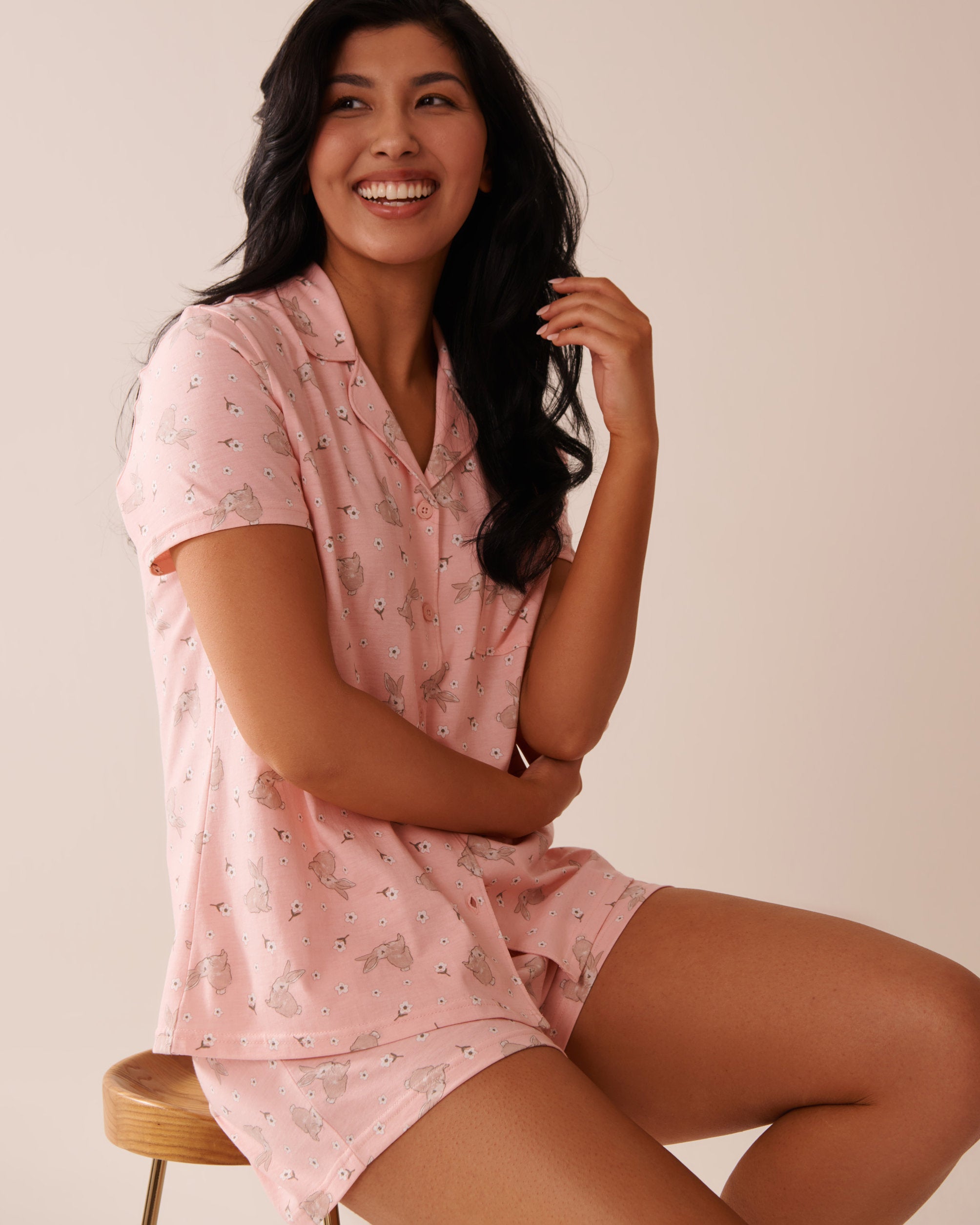 La Vie en Rose_Rabbit Print Shirt PJ Set_40400081_P60363_01