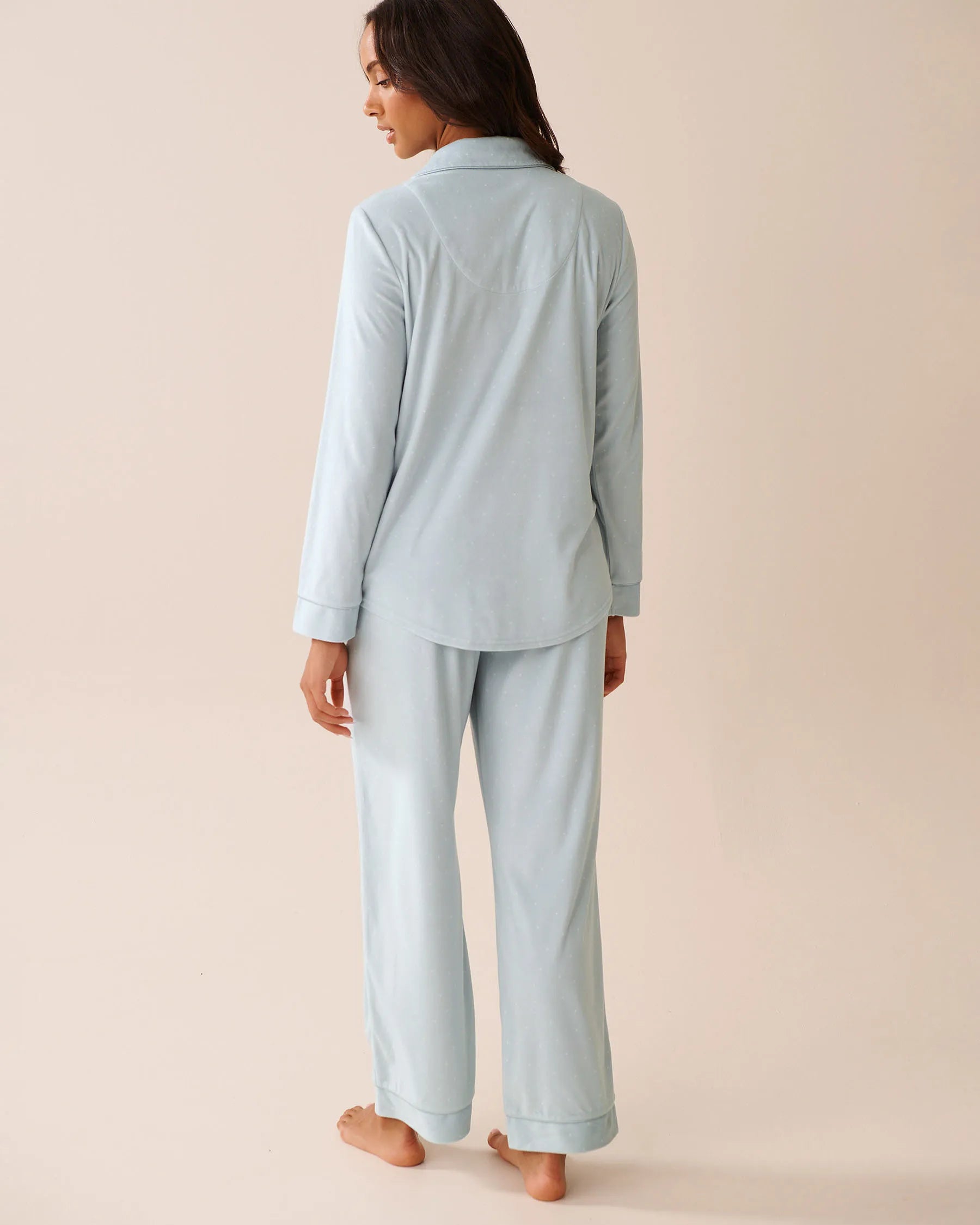 La Vie en Rose_Baby Blue Dot_Polka Dot Soft Velour Pj Set_40400086_P40486_02