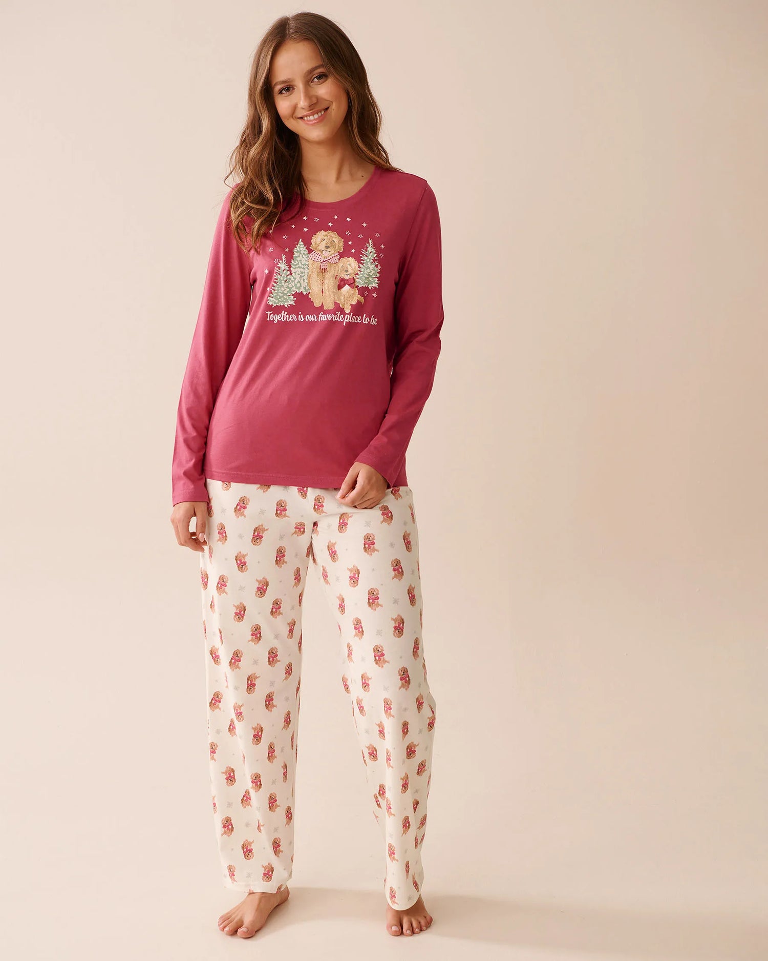 La Vie en Rose_Snow White Winter Dog_Dog Print Cotton Pj Set_40400087_P10532_01