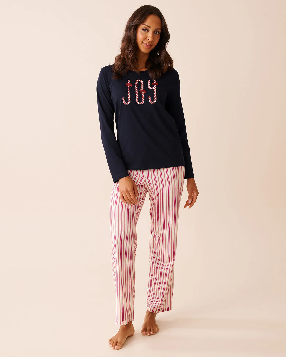 La Vie en Rose_Candy Cane Stripe_Candy Cane Print Cotton Pj Set_40400087_P10533_01