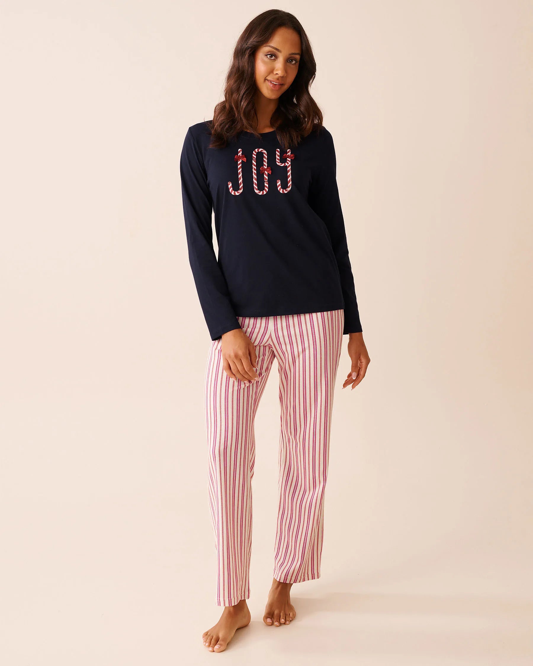 La Vie en Rose_Candy Cane Stripe_Candy Cane Print Cotton Pj Set_40400087_P10533_01