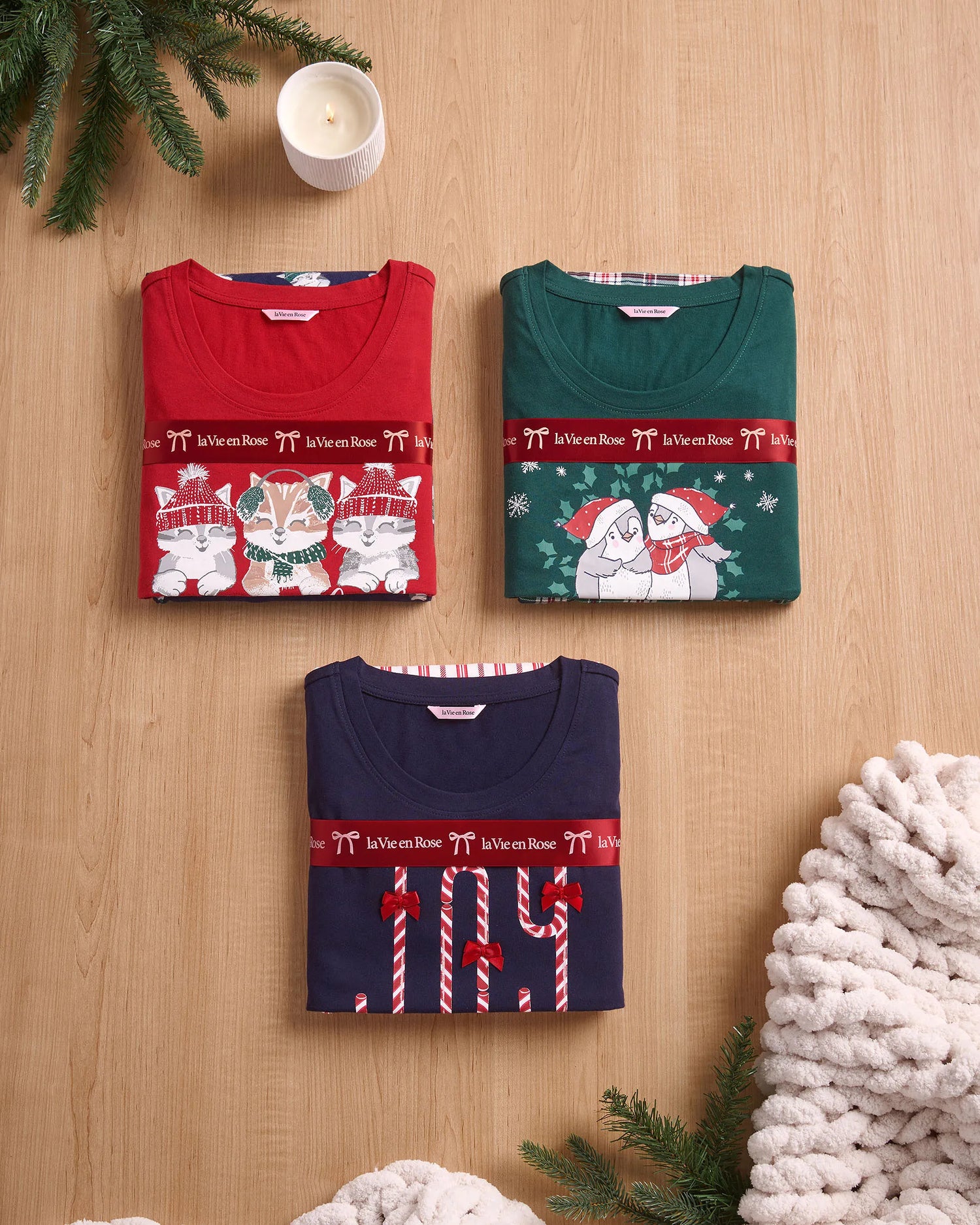 La Vie en Rose_Candy Cane Stripe_Candy Cane Print Cotton Pj Set_40400087_P10533_06