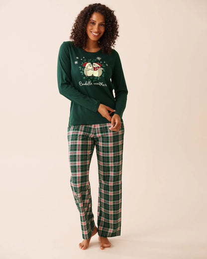 La Vie en Rose_Botanical Savvy Plaid_Penguin Print Cotton Pj Set_40400087_P30127_02