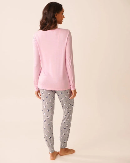 La Vie en Rose_Comfy Grey Mix Penguin_Penguin Print Long Sleeve Pj Set_40400088_P00460_02