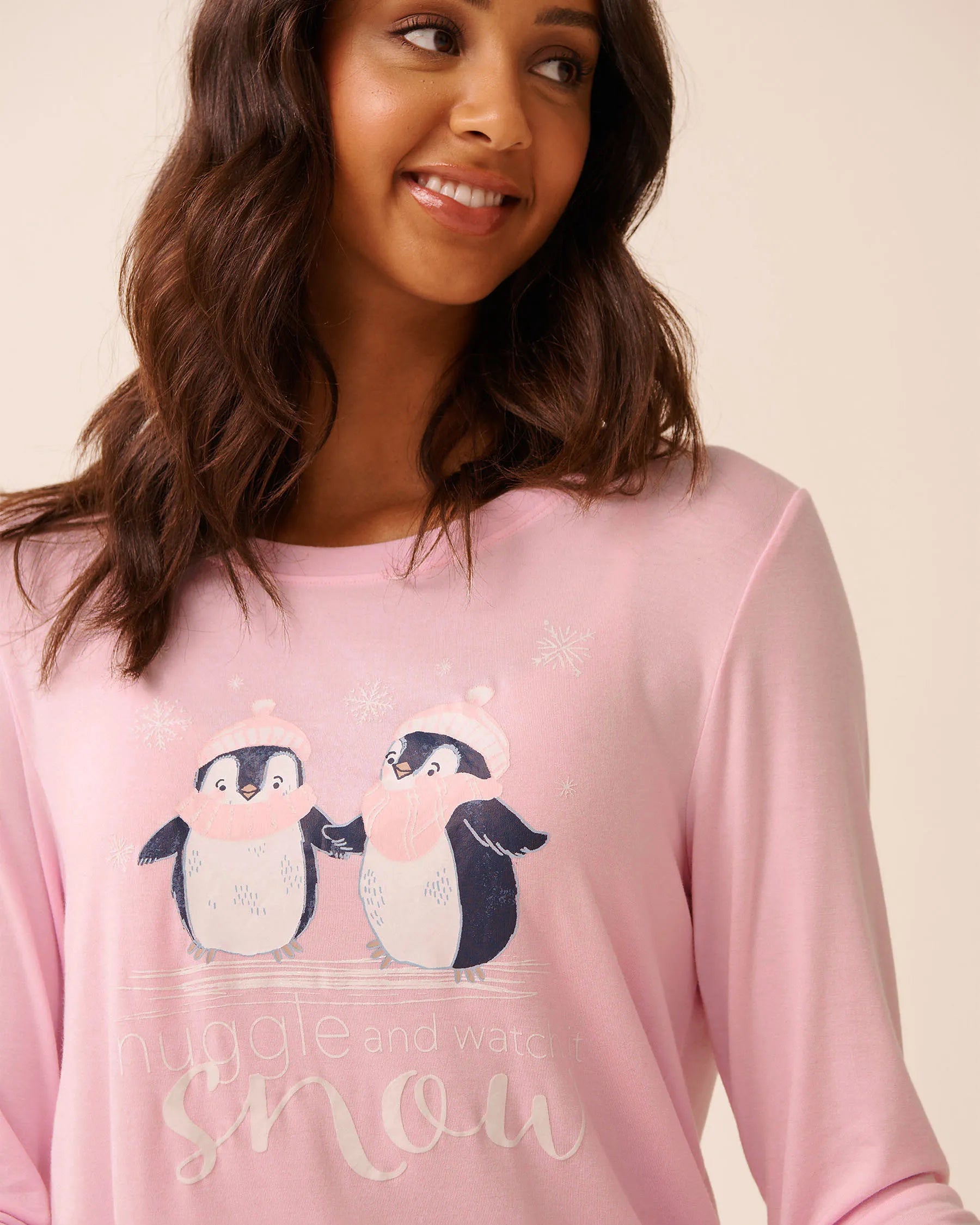 La Vie en Rose_Comfy Grey Mix Penguin_Penguin Print Long Sleeve Pj Set_40400088_P00460_04