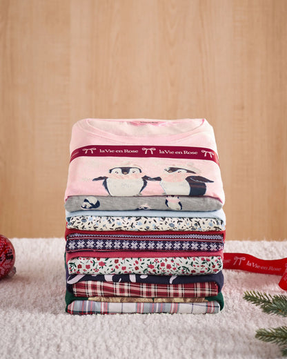 La Vie en Rose_Comfy Grey Mix Penguin_Penguin Print Long Sleeve Pj Set_40400088_P00460_09