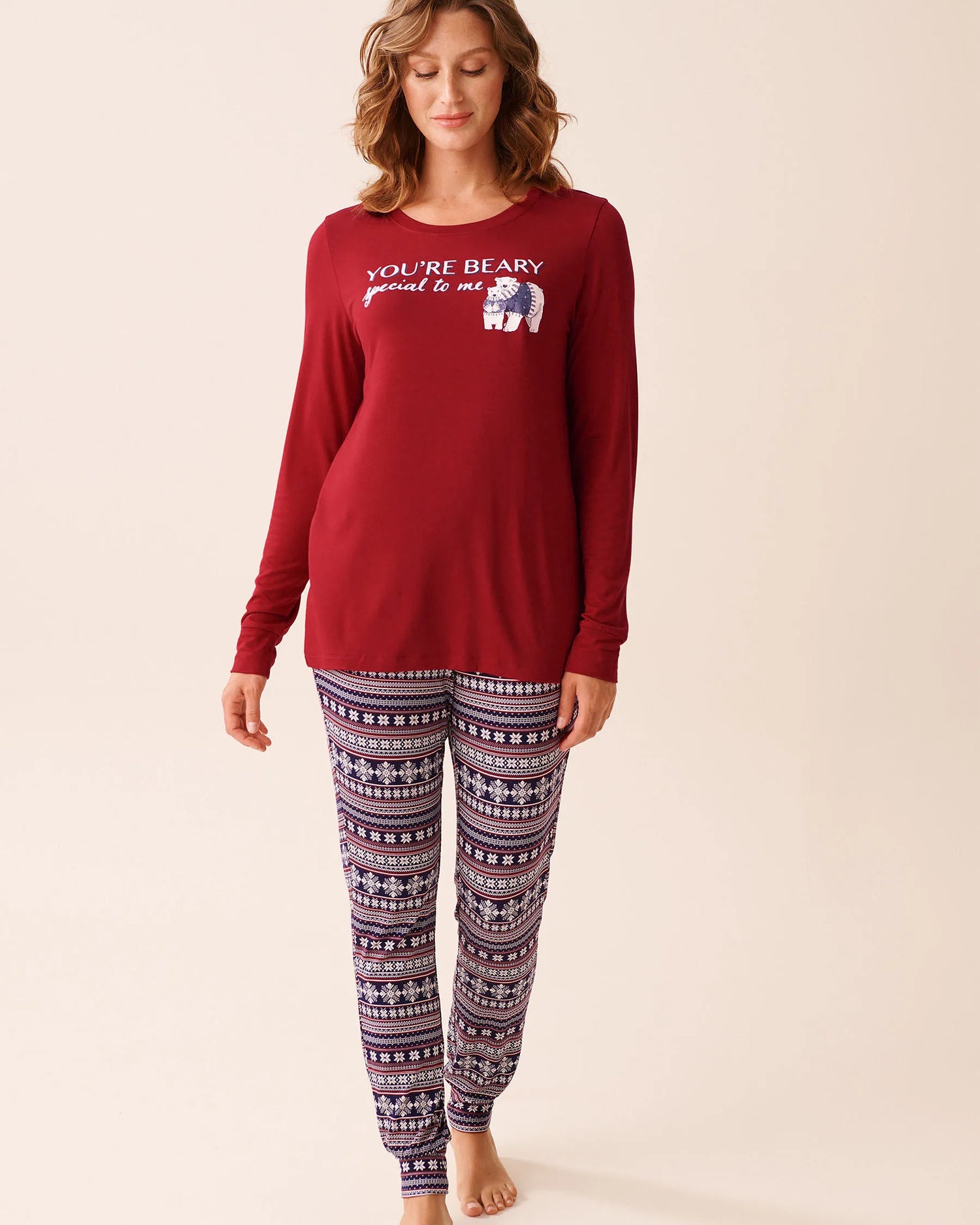 La Vie en Rose_Evening Blue Savvy Nordic_Polar Bear Print Long Sleeve Pj Set_40400088_P40494_01