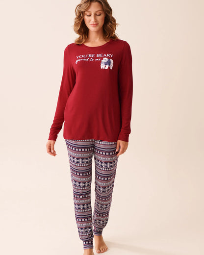 La Vie en Rose_Evening Blue Savvy Nordic_Polar Bear Print Long Sleeve Pj Set_40400088_P40494_01
