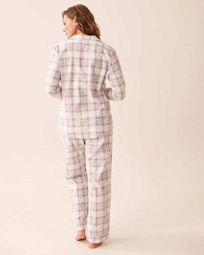 La Vie en Rose_Quiet Gray Plaid_Grey Plaid Flannel Pj Set_40400089_P00461_03