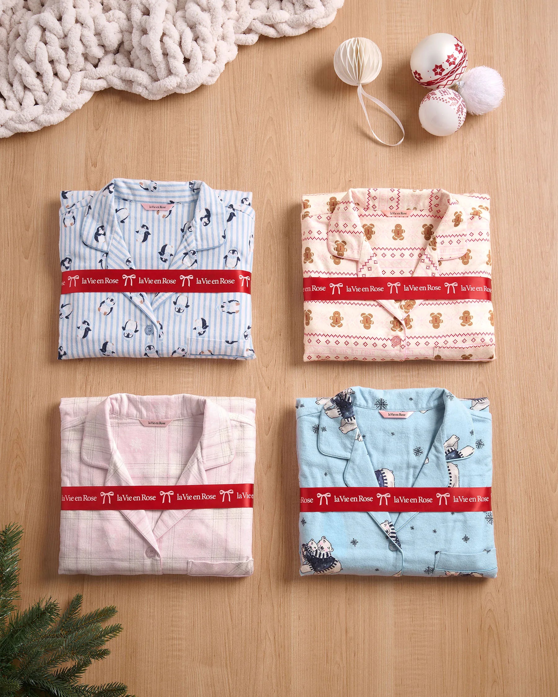 La Vie en Rose_Quiet Gray Plaid_Grey Plaid Flannel Pj Set_40400089_P00461_06