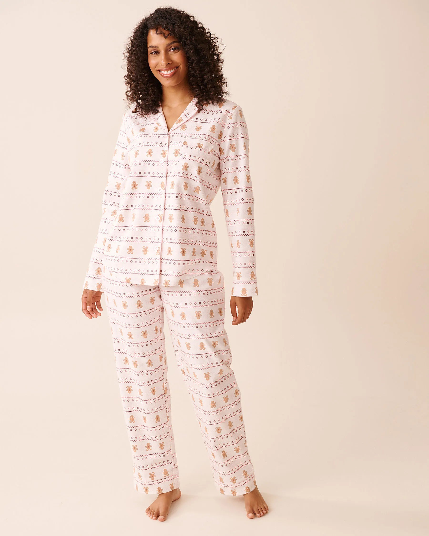 La Vie en Rose_Snow White Gingerbread_Gingerbread Print Flannel Pj Set_40400089_P10536_03
