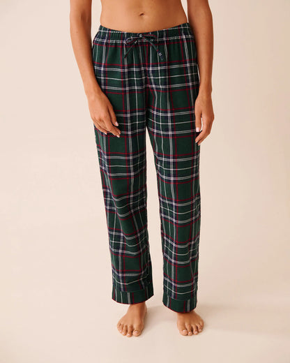 La Vie en Rose_Botanical Green Plaid_Green Plaid Flannel Pj Set_40400089_P30141_04