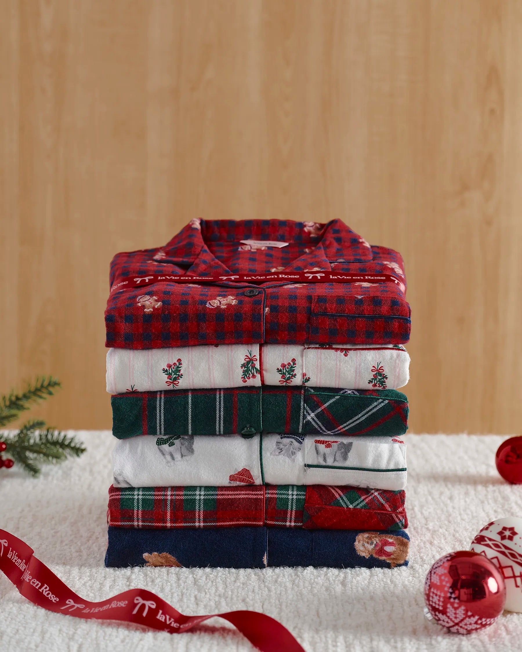 La Vie en Rose_Botanical Green Plaid_Green Plaid Flannel Pj Set_40400089_P30141_08