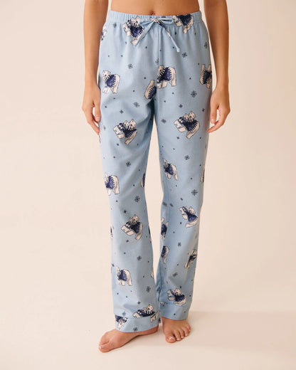La Vie en Rose_Cashmere Blue Bear_Polar Bear Print Flannel Pj Set_40400089_P40496_04