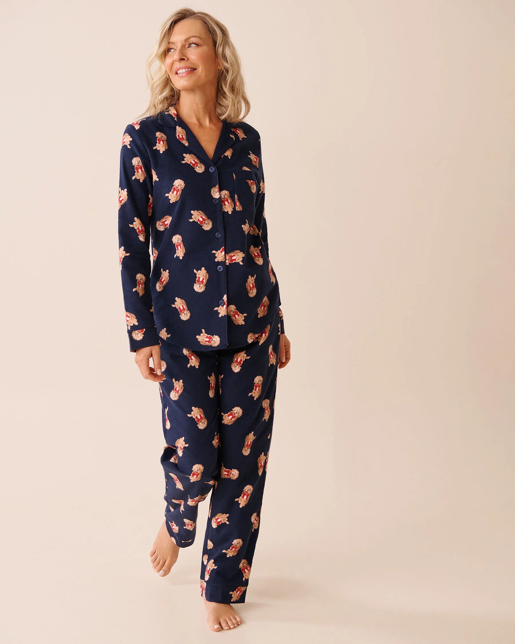 La Vie en Rose_Evening Blue Dogs_Dog Print Flannel Pj Set_40400089_P40497_06