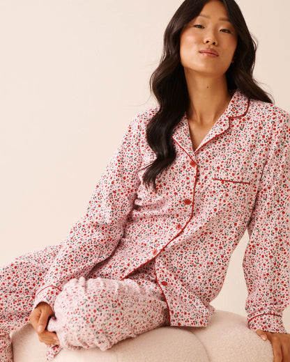La Vie en Rose_Cherry Blossom Ditsy_Red Floral Print Flannel Pj Set_40400089_P60410_01