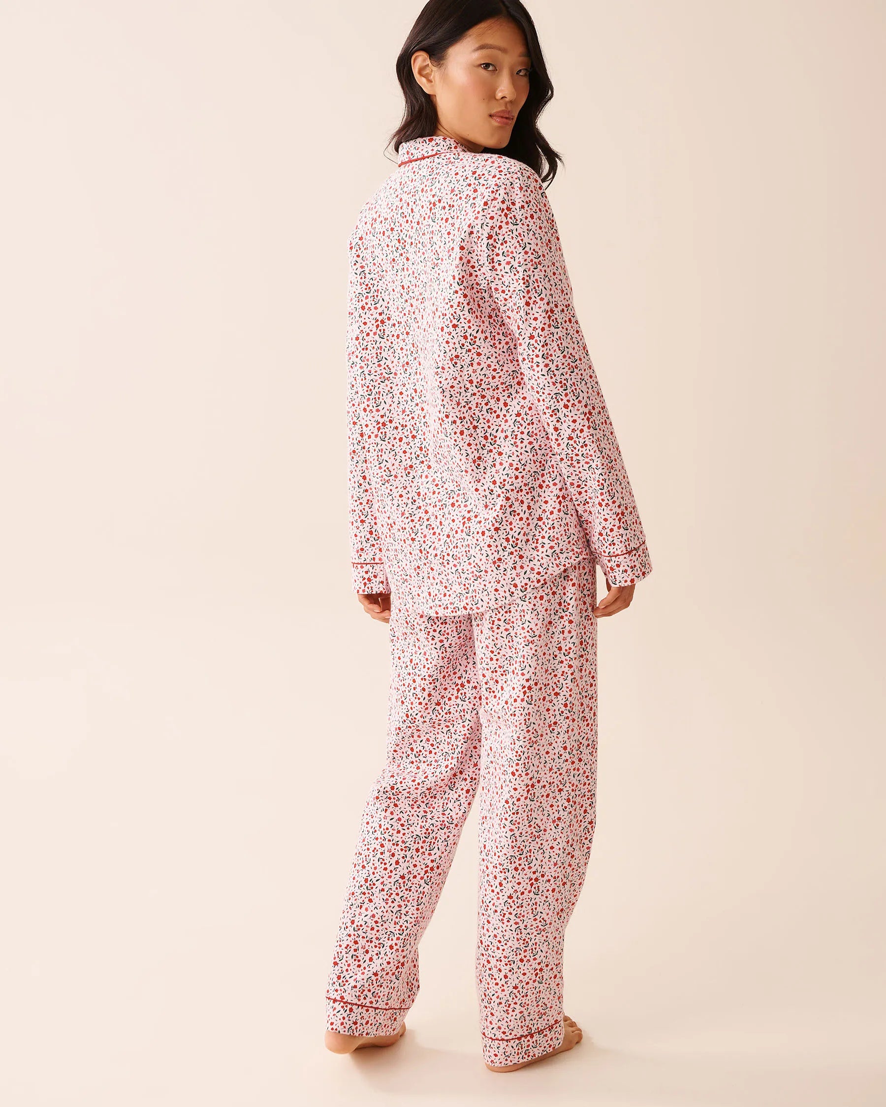 La Vie en Rose_Cherry Blossom Ditsy_Red Floral Print Flannel Pj Set_40400089_P60410_02