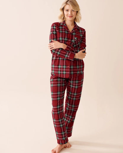La Vie en Rose_Savvy Red Plaid_Red Plaid Flannel Pj Set_40400089_P60411_03