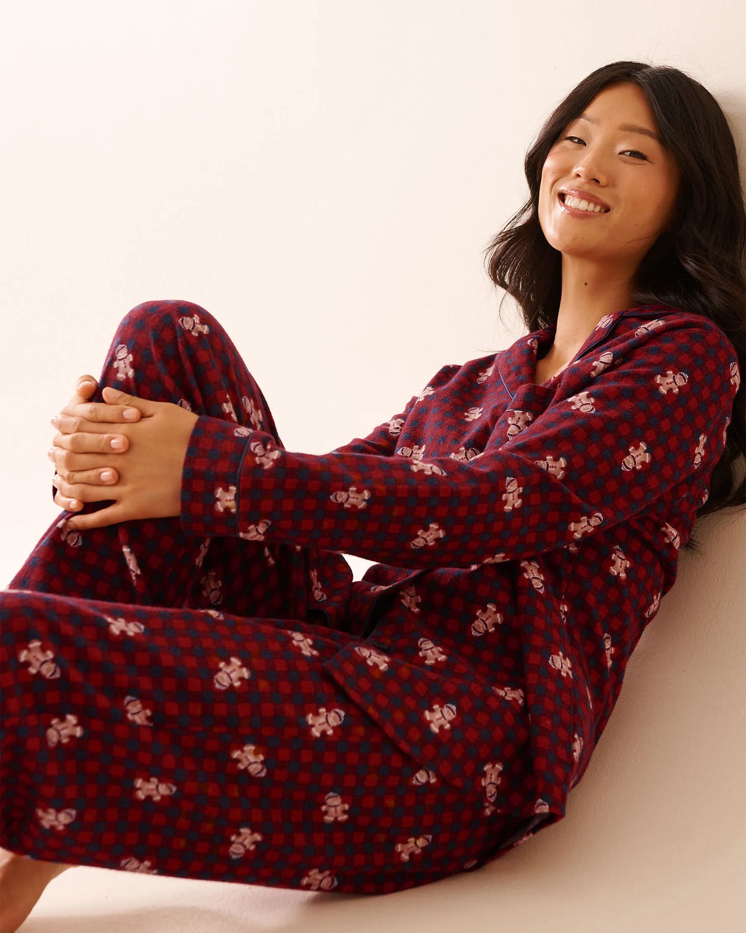 La Vie en Rose_Checkered Gingerbread_Gingerbread Print Flannel Pj Set_40400089_P60412_03