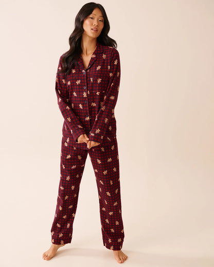 La Vie en Rose_Checkered Gingerbread_Gingerbread Print Flannel Pj Set_40400089_P60412_04