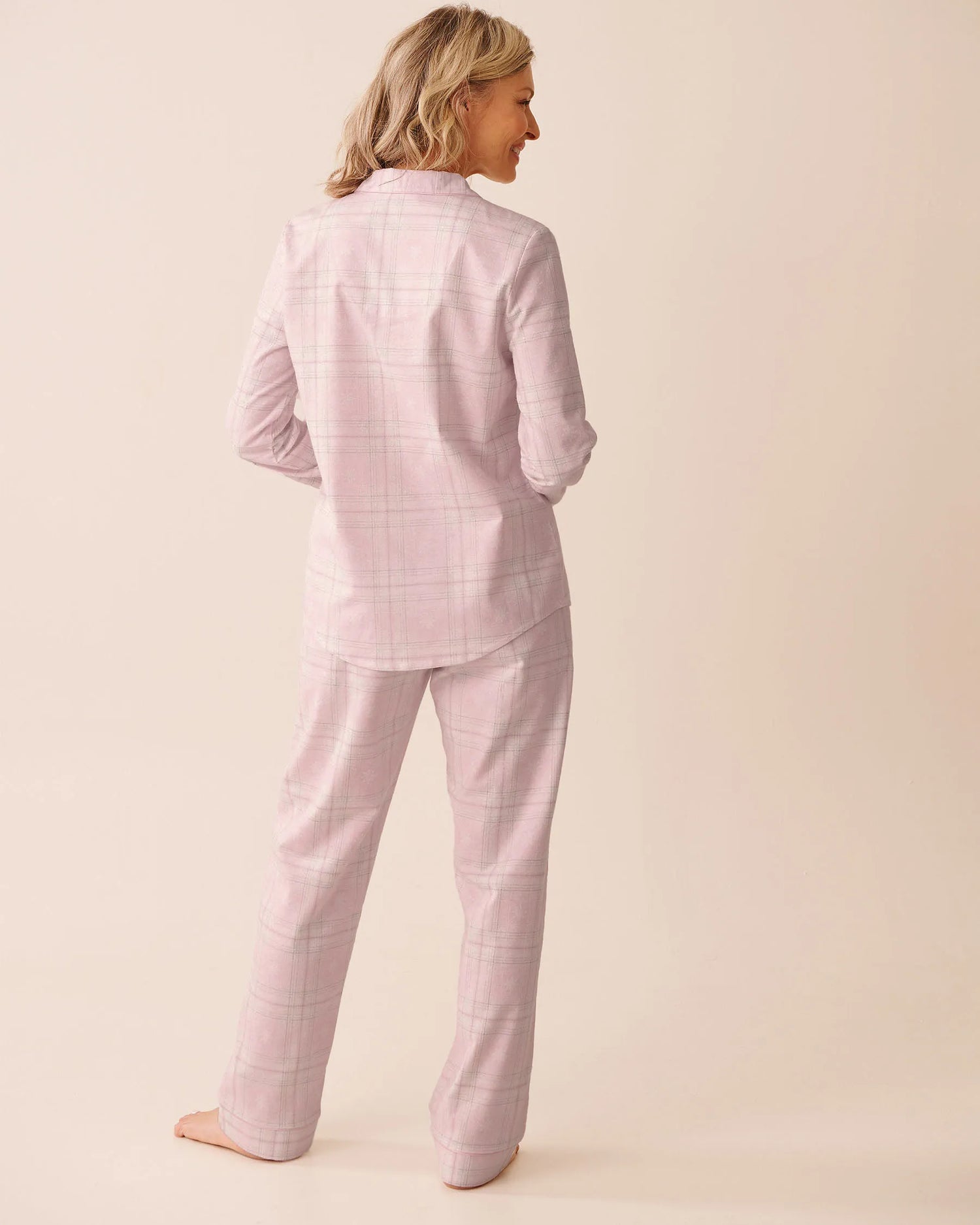 La Vie en Rose_Cherry Blossom Plaid_Pink Plaid Flannel Pj Set_40400089_P60413_02