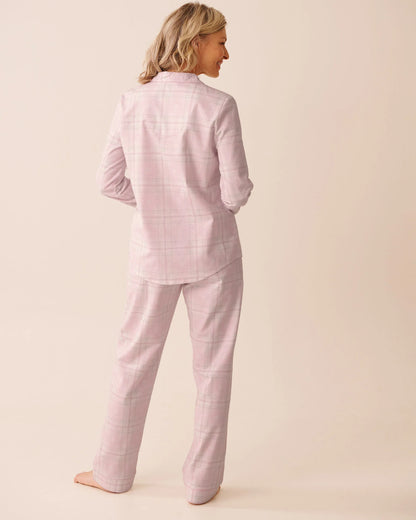La Vie en Rose_Cherry Blossom Plaid_Pink Plaid Flannel Pj Set_40400089_P60413_02