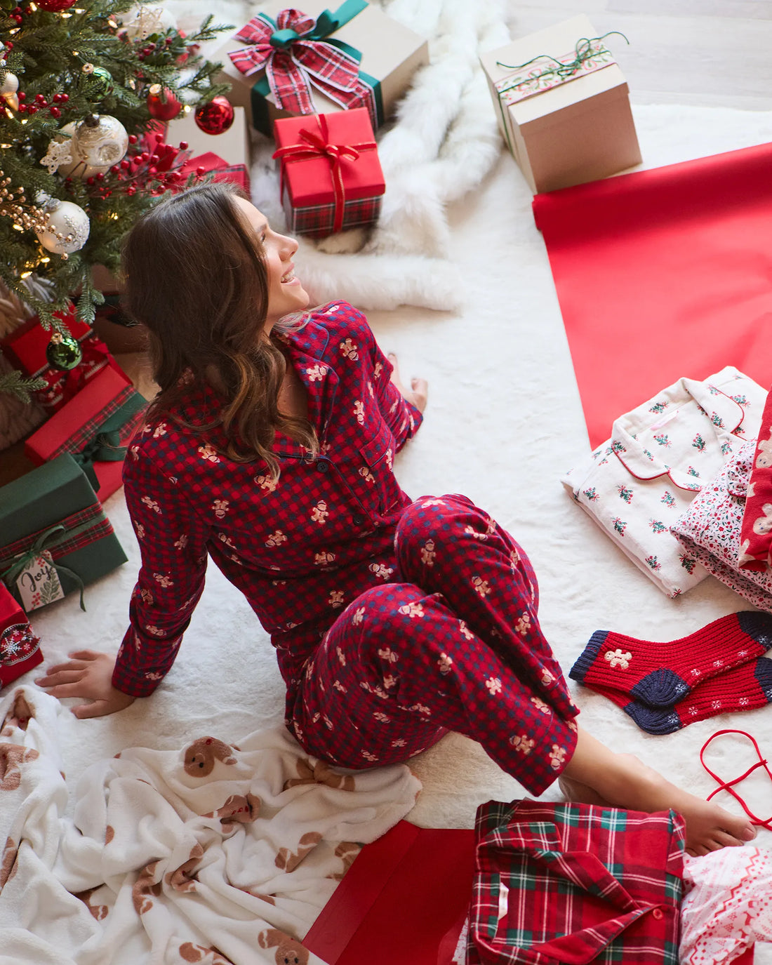 La Vie en Rose_Checkered Gingerbread_Gingerbread Print Flannel Pj Set_40400089_p60412_02