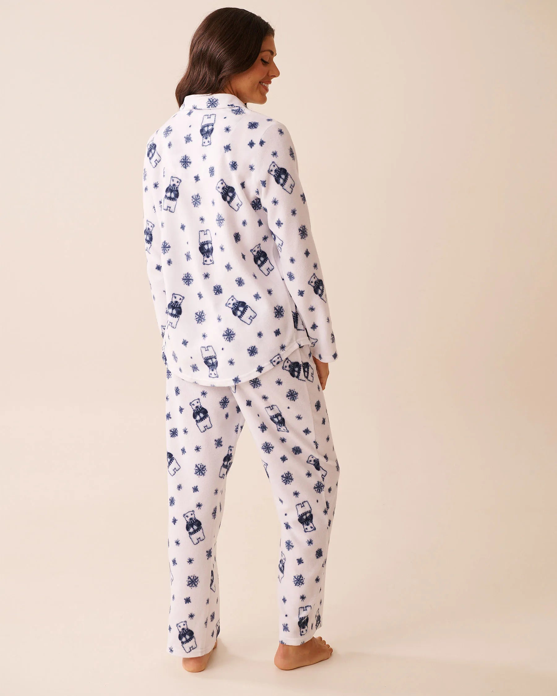 La Vie en Rose_Snow White Bear_Polar Bear Print Microfleece Pj Set_40400090_P10539_02