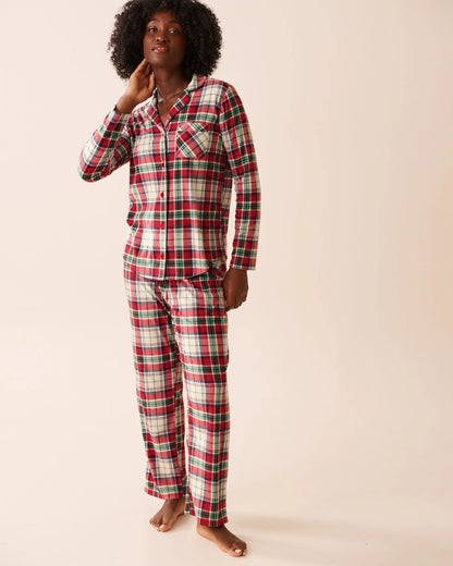 La Vie en Rose_Snow White Savvy Plaid_Red Plaid Microfleece Pj Set_40400090_P10540_02