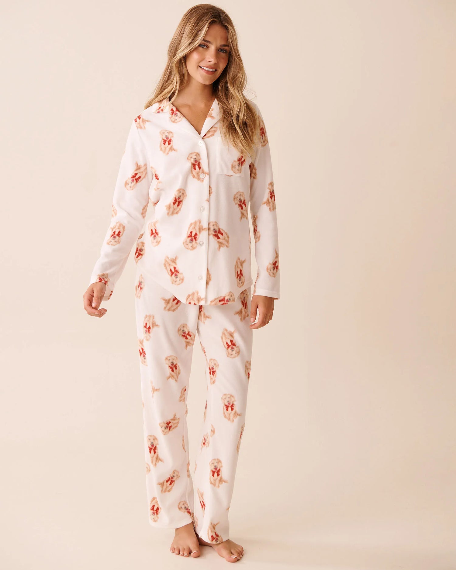 La Vie en Rose_Snow White Dogs_Dog Print Microfleece Pj Set_40400090_P10541_03