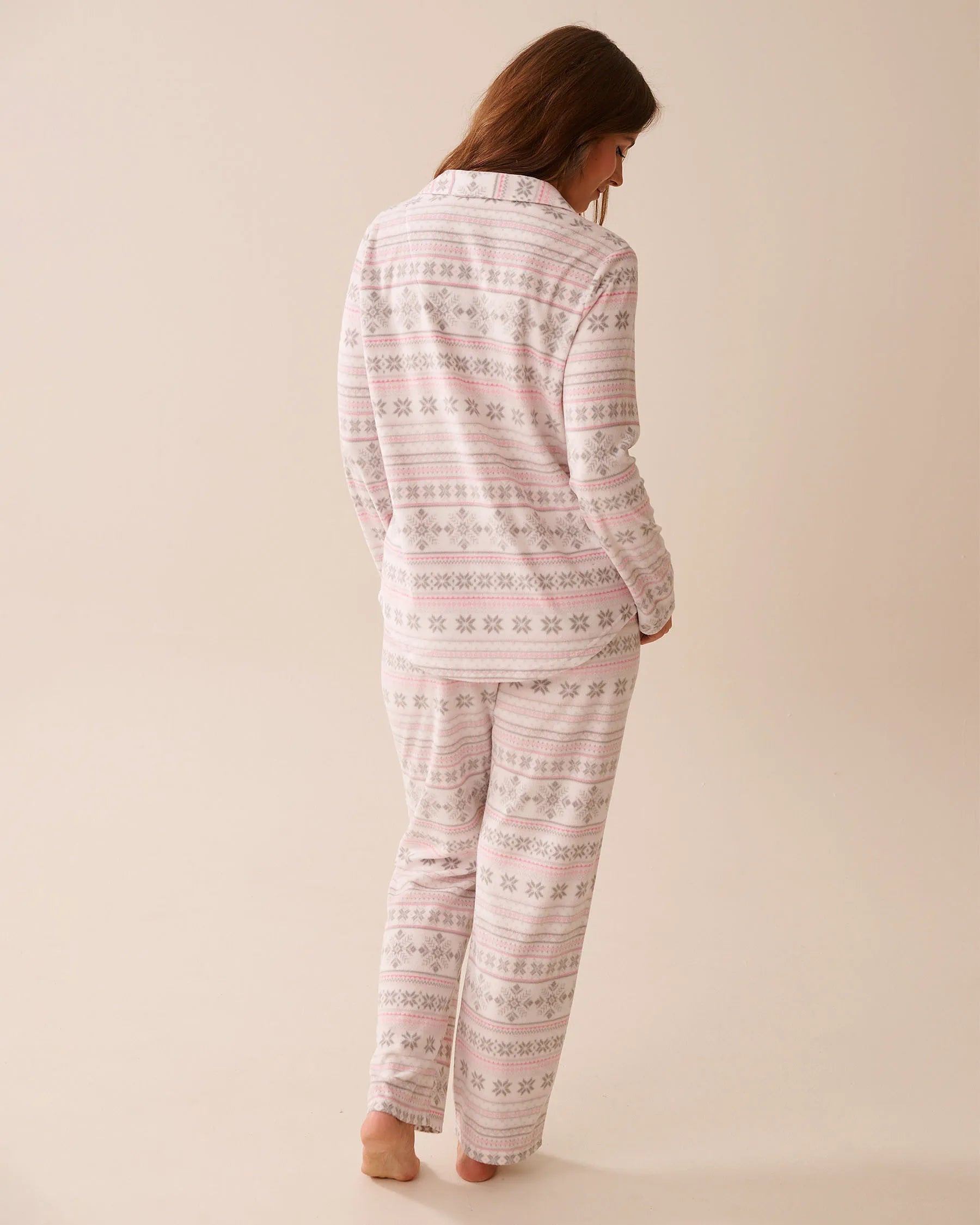 La Vie en Rose_Snow White Pink Nordic_Fair Isle Print Micropolar Pj Set_40400090_P10547_02