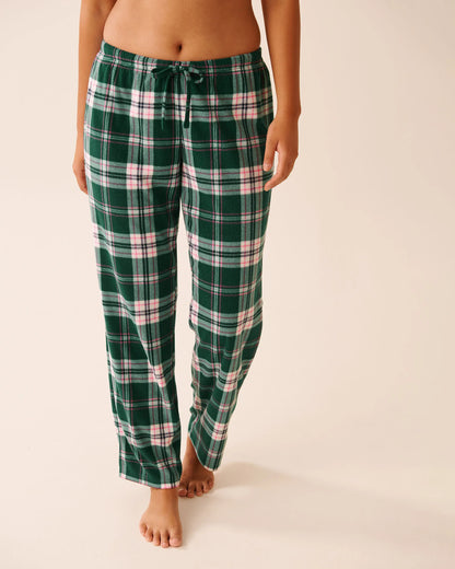 La Vie en Rose_Botanical Garden Plaid_Green Plaid Microfleece Pj Set_40400090_P30128_04