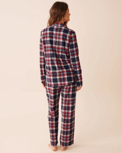 La Vie en Rose_Evening Blue Savvy Plaid_Blue Plaid Microfleece Pj Set_40400090_P40502_02