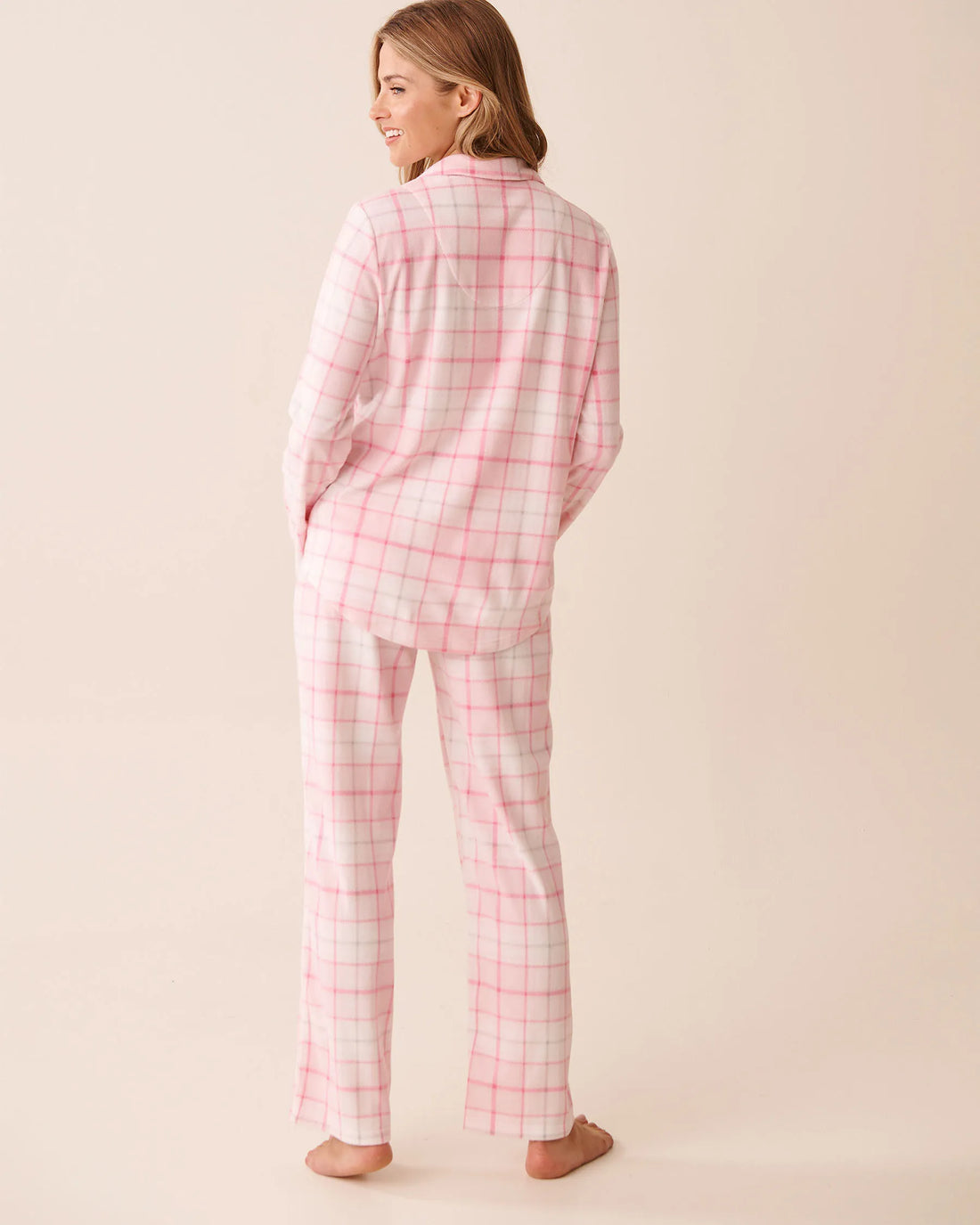 La Vie en Rose_Cherry Blossom Plaid_Pink Plaid Microfleece Pj Set_40400090_P60409_02